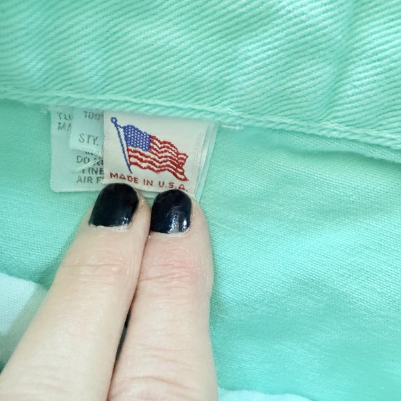 Vintage Rocky Mountain High Waist Western Jeans Mint Green Pleated Tapered 32/13 - Picture 6 of 8